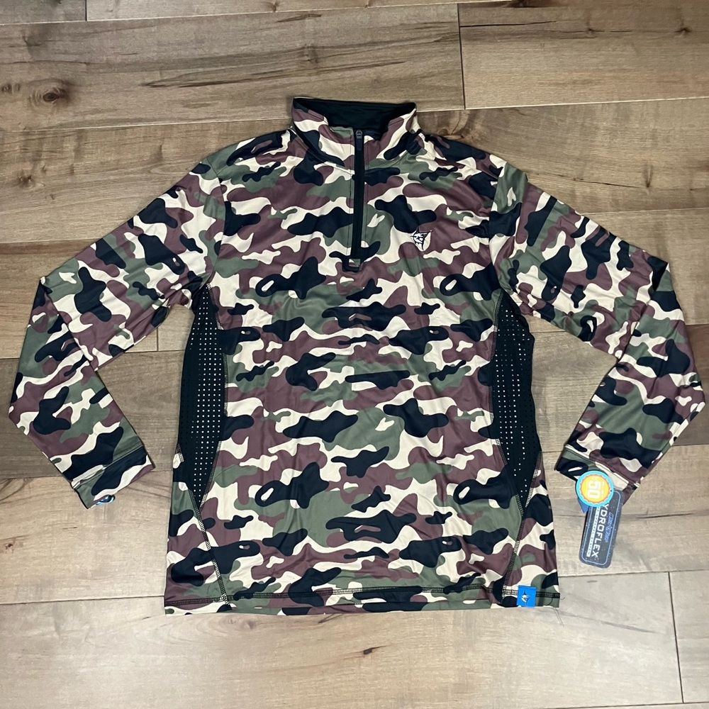 White Water Men’s Size L 1/4 Zip Pullover Fishing Shirt Camouflage NWD!